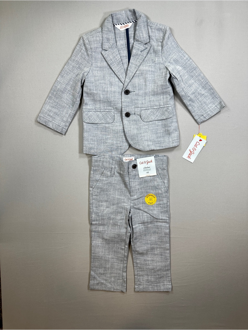 Cat & Jack Light Gray Boys' Two-Piece Blazer and Pants Set 18M